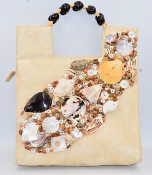 Mido Collection Vintage Shell Beaded Mother of Pearl Handbag Tote Purse NWOT
